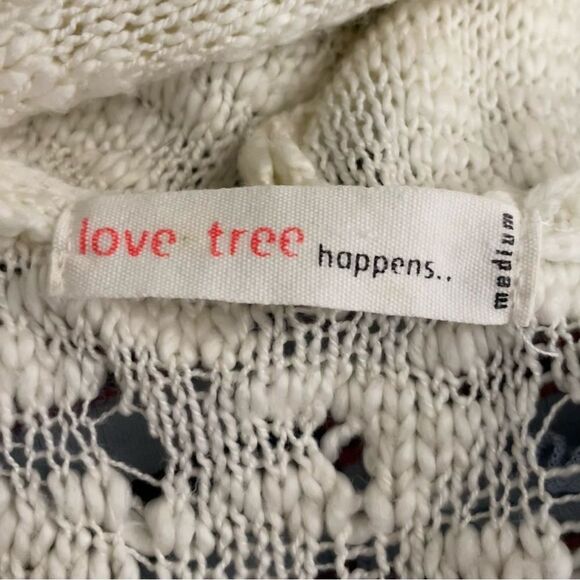 Love Tree Happens Striped Crochet Hooded Sweater Black Cream Size Medium - Picture 10 of 14